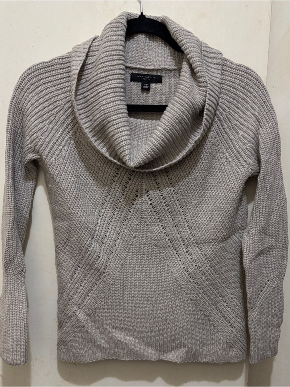 Ann Taylor Light Gray Cowl Neck Knit Sweater